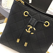 CHANEL NEW DRAWSTRING BUCKET BAG BLACK 20CM - 3