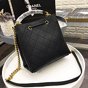 CHANEL NEW DRAWSTRING BUCKET BAG BLACK 20CM - 2