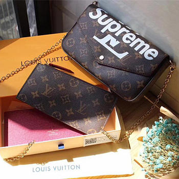 LOUIS VUITTON SUPREME MONOGRAM CANVAS WALLET CLUTCH BAG 61276