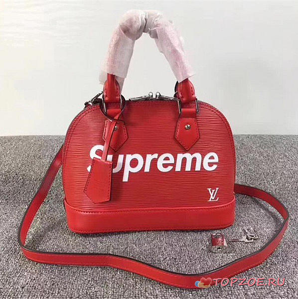LOUIS VUITTON SUPREME DOMED SATCHELV RED M40301 3008 - 1