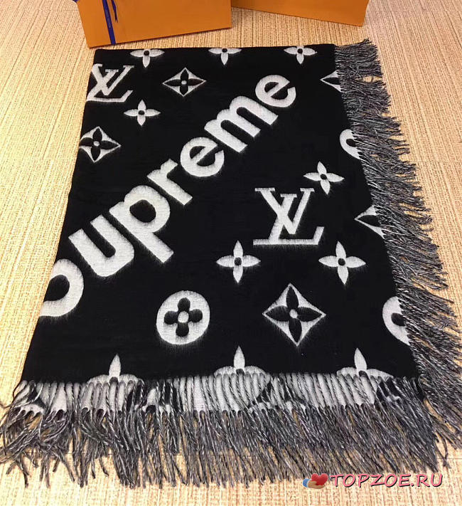 LOUIS VUITTON SUPREME SCARF BLACK - 1