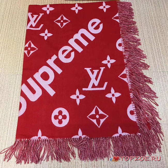 LOUIS VUITTON SUPREME SCARF RED 3089 - 1