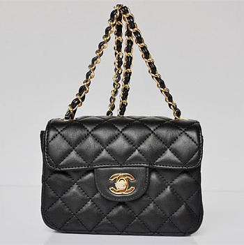 CHANEL LAMBSKIN LEATHER FLAP BAG WITH GOLD HARDWARE BLACK