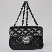 CHANEL LAMBSKIN LEATHER FLAP BAG WITH SILVER HARDWARE BLACK - 1