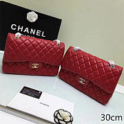CHANEL LAMBSKIN LEATHER FLAP BAG GOLD/SILVER RED 30CM - 1