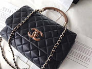 CHANEL FLAP BAG WITH TOP HANDLE BLACK - 5