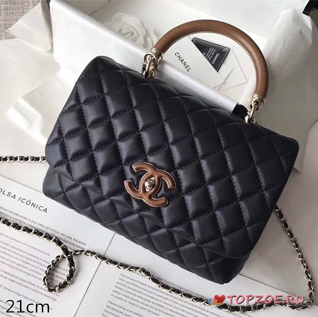 CHANEL FLAP BAG WITH TOP HANDLE BLACK - 1