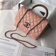 CHANEL FLAP BAG WITH TOP HANDLE PINK - 1