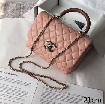 CHANEL FLAP BAG WITH TOP HANDLE PINK