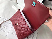 CHANEL FLAP BAG WITH TOP HANDLE WINE RED - 2