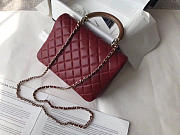 CHANEL FLAP BAG WITH TOP HANDLE WINE RED - 3