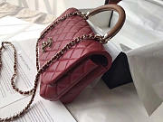 CHANEL FLAP BAG WITH TOP HANDLE WINE RED - 4