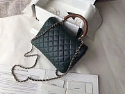 CHANEL FLAP BAG WITH TOP HANDLE DARK GREEN - 3