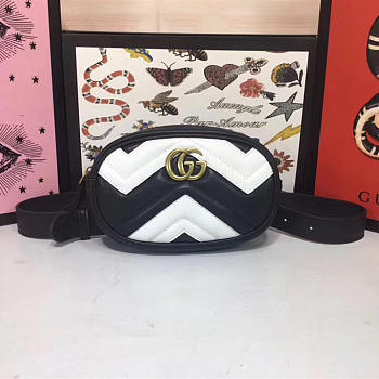 GUCCI GG MARMONT MATELASSÉ LEATHER BELT BAG BLACK/WHITE 476434