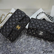 CHANEL LAMBSKIN LEATHER FLAP BAG WITH GOLD/SILVER HARDWARE BLACK 20CM - 1