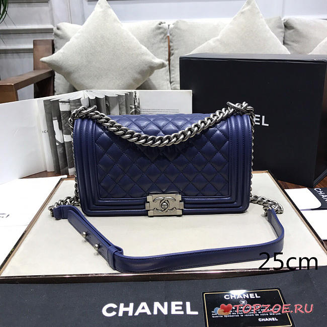 CHANEL SHEEPSKIN CLASSIC DIAMOND HOT MOM BURST DARK BLUE A67086 - 1