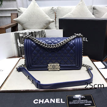 CHANEL SHEEPSKIN CLASSIC DIAMOND HOT MOM BURST DARK BLUE A67086