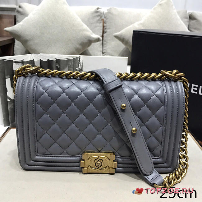 CHANEL SHEEPSKIN CLASSIC DIAMOND HOT MAMA BURST GRAY A67086 - 1