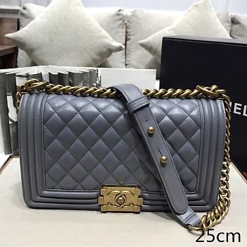 CHANEL SHEEPSKIN CLASSIC DIAMOND HOT MAMA BURST GRAY A67086