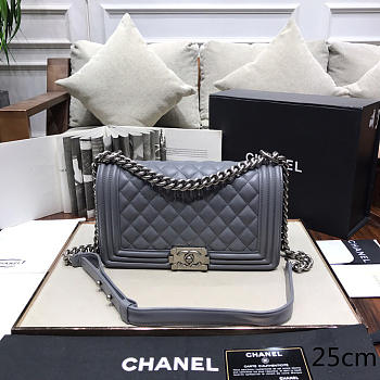 CHANEL SHEEPSKIN CLASSIC DIAMOND HOT MAMA BURST GREY A67086