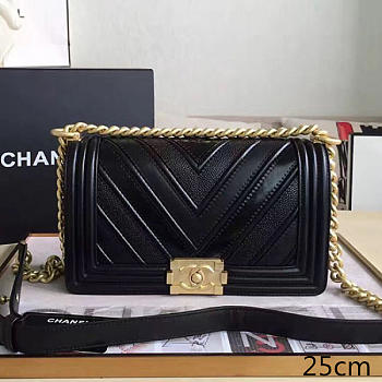 CHANEL CHEVRON QUILTED MEDIUM BOY BAG BLACK A67086 VS 00849