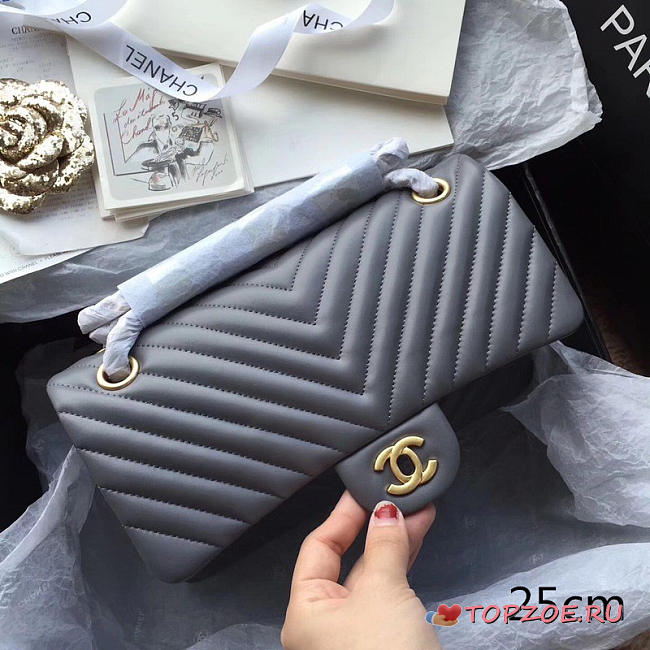 CHANEL CLASSIC HANDBAG GREY - 1
