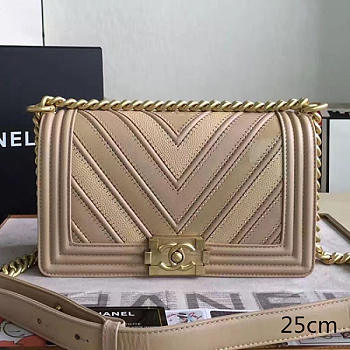 CHANEL CHEVRON QUILTED MEDIUM BOY BAG BEIGE A67086 VS 03308