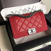 CHANEL CAVIAR QUILTED CALFSKIN LARGE BOY BAG RED A14042 VS 09730 - 1