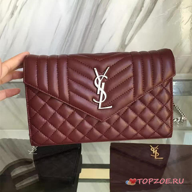 YSL ENVELOP SATCHEL WINE RED 5137 - 1