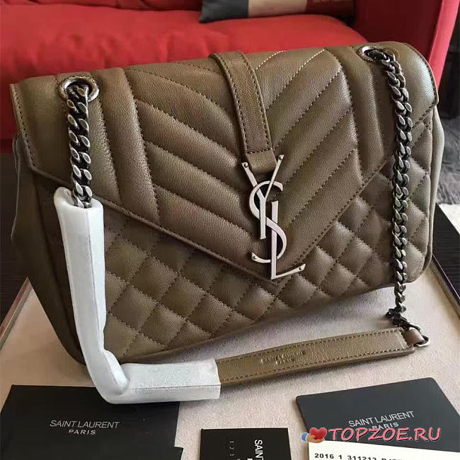 YSL ENVELOP SATCHEL BROWN 5123 - 1