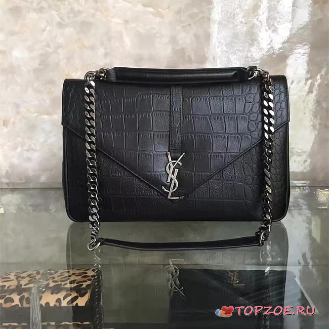YSL MONOGRAM COLLEGE IN EMBOSSED CROCODILE SHINY LEATHER 5106 - 1