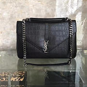 YSL MONOGRAM COLLEGE IN EMBOSSED CROCODILE SHINY LEATHER 5106 - 1