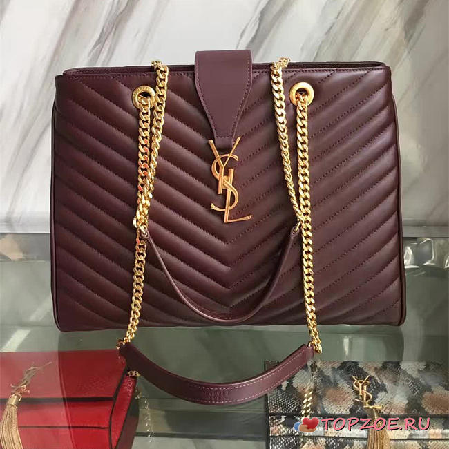 YSL CLASSIC SHOPPER WINE RED 5138 - 1