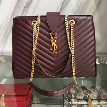 YSL CLASSIC SHOPPER WINE RED 5138