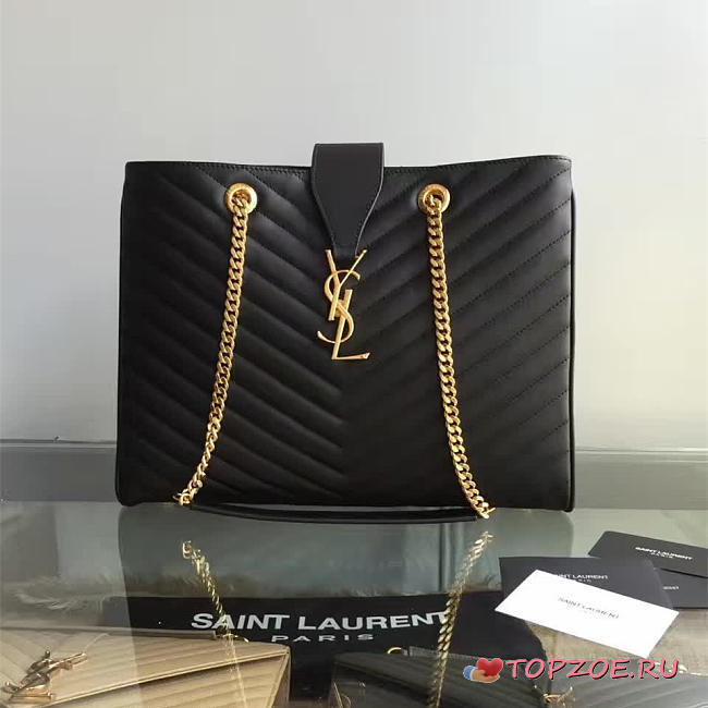 YSL CLASSIC SHOPPER GOLD BLACK 5132 - 1