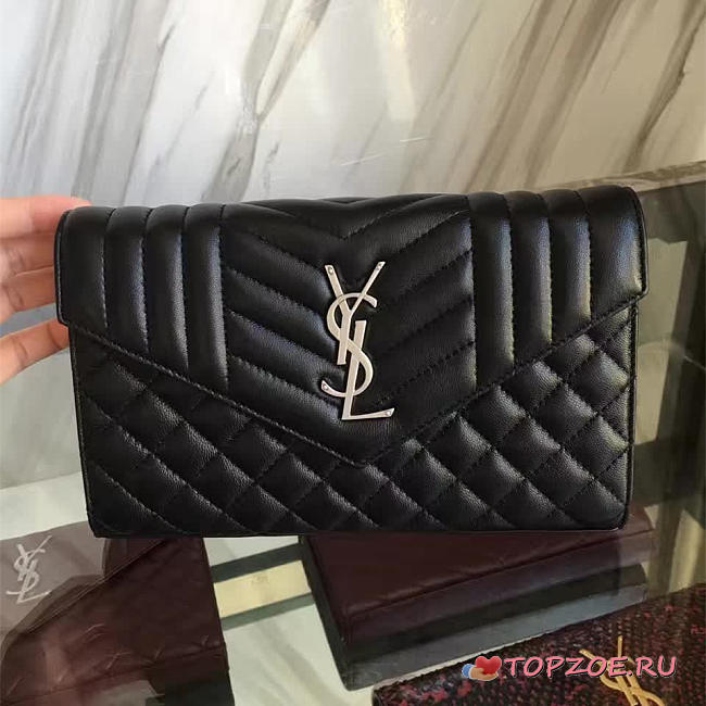 YSL ENVELOP SATCHEL BLACK SILVER 5130 - 1
