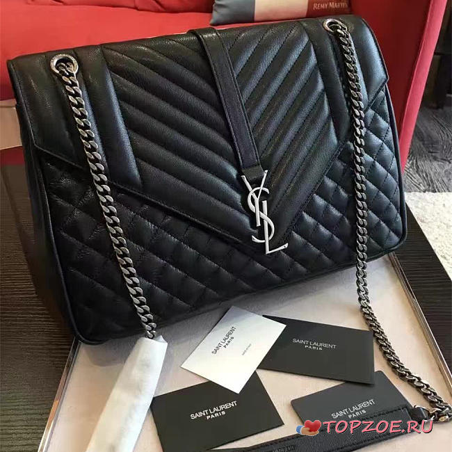 YSL ENVELOP SATCHEL LARGE BLACK 5118 - 1