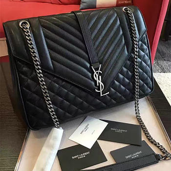 YSL ENVELOP SATCHEL LARGE BLACK 5118