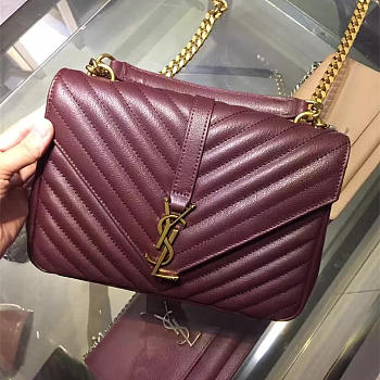 YSL GOLD MONOGRAM COLLEGE WINE RED 5113