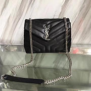 YSL LOULOU SMALL IN QUILTED “Y” LEATHER SILVER 494699 SIZE 25 x 17 x 9 CM - 1