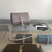 ysl monogram kate silver tassel in embossed crocodile shiny leather- CohotBag 5039 - 1