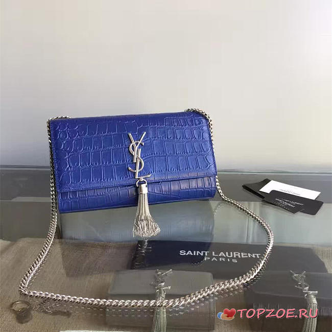 ysl monogram kate silver tassel in embossed crocodile shiny leather CohotBag 5041 - 1