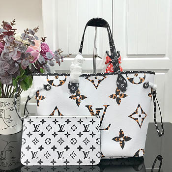 LV NEVERFULL MEDIUM SIZE HANDBAG BIG WHITE LETTER