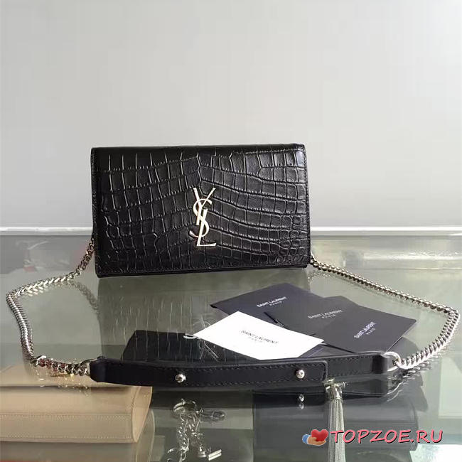 ysl monogram kate crocodile embossed shiny leather CohotBag 5028 - 1