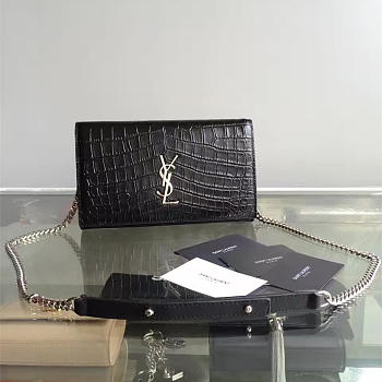 ysl monogram kate crocodile embossed shiny leather CohotBag 5028