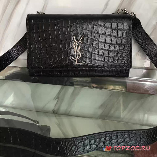ysl monogram kate crocodile embossed shiny leather CohotBag 5023 - 1