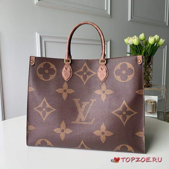 LV MONOGRAM GIANT ON THE GO TOTE BAG KHAKI - 1