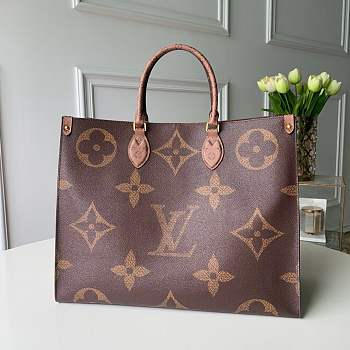 LV MONOGRAM GIANT ON THE GO TOTE BAG KHAKI