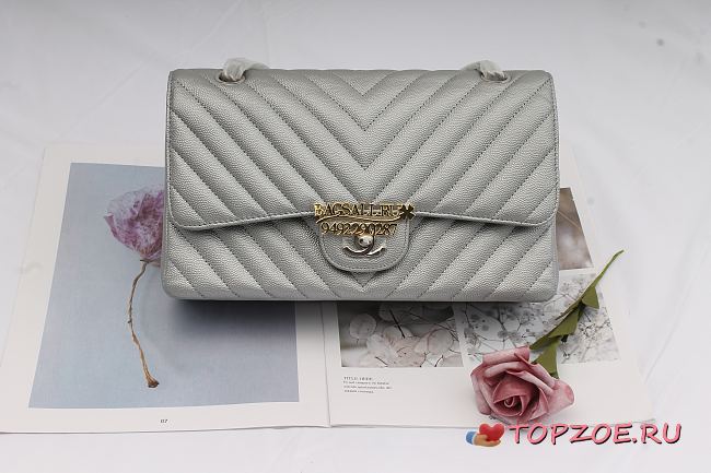 CHANEL CLASSIC HANDBAG SILVER - 1