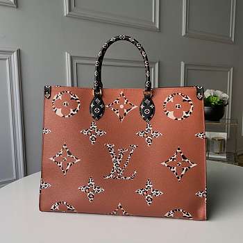 LV MONOGRAM GIANT ON THE GO TOTE BAG BLACK AND KHAKI